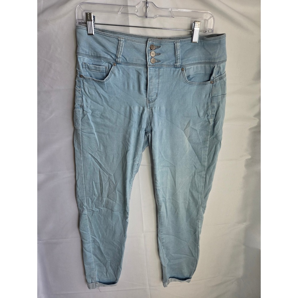 Wax Jean Butt I Love You Jeans Womens Light Blue Wash Slim High Tapered